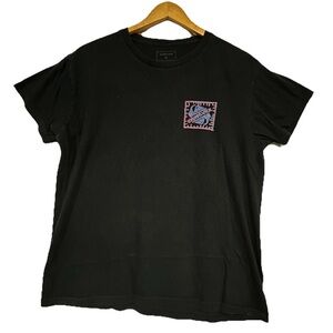 Quiksilver Retro Surf Black Graphic Print T-Shirt size L
